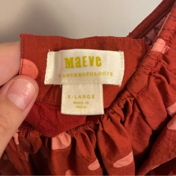 Anthropologie Polka Dot Elastic waist and balloon sleeve top - Picture 3 of 4